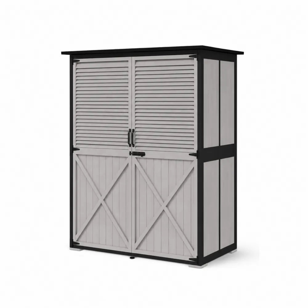 Outdoor Kunststoff Gartenschrank Schwarz/Grau 180x96x60 cm
