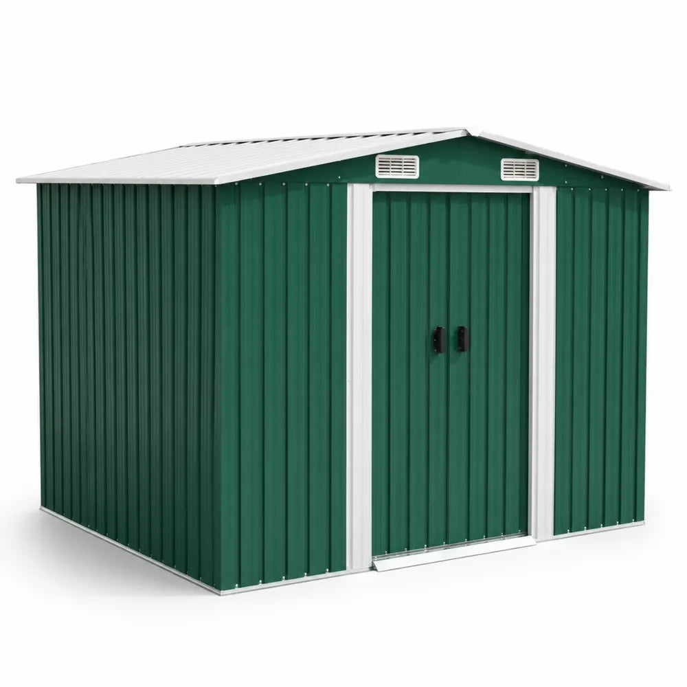 Metallgerätehaus Grün Weiß Stahl 250x130x178 cm