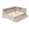 Holzbett mit Aufbewahrung und Schublade 200x90 cm Beige