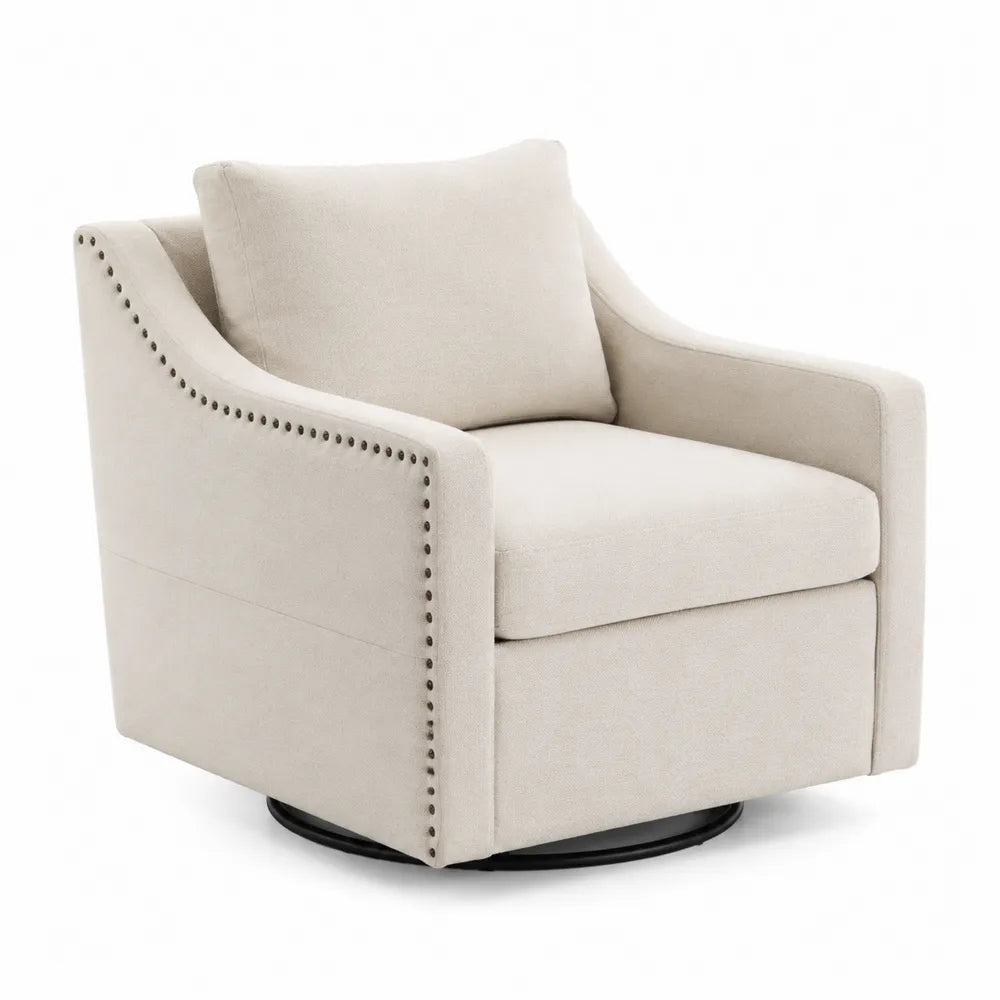 Drehbarer Stoffsessel Beige Metall