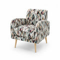 Sessel mit geometrischem Muster Stoff und Holzbeinen