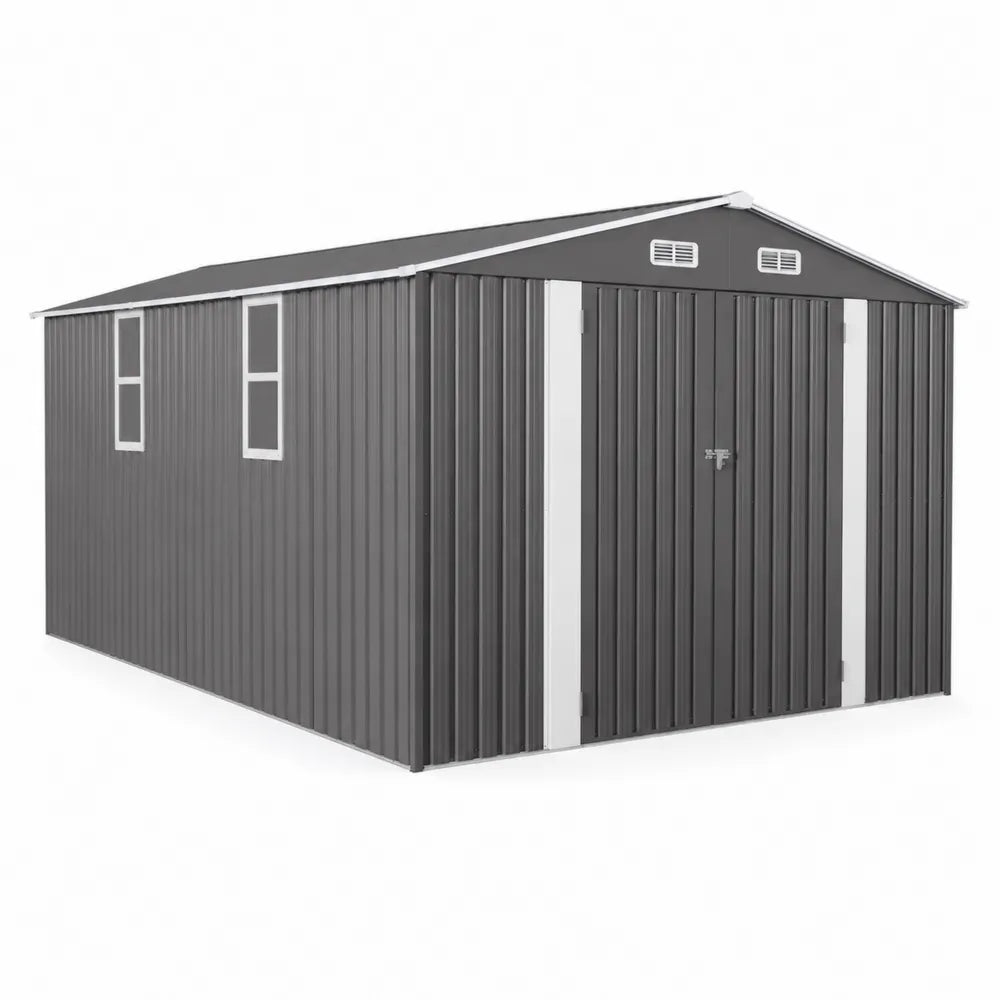 Gartenmetallschuppen Verzinkter Stahl Anthrazit 380x260x210 cm